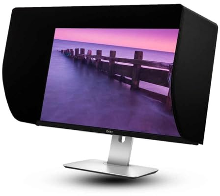 Leather Monitor Hood Sunshade, Adjustable Anti-Glare Display Visor for 21-32 Inch Monitors, Detachable All-Sides Coverage, Universal Fit for Video Editing(27E/28in (ultra-narrow bezel))
