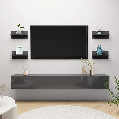 PUGYNBK Wall Mounted Shelves for Books and DVD Players, 4 Pieces Sturdy Wall Shelves 40x11.5x18 cm for Home Organization and Decoration