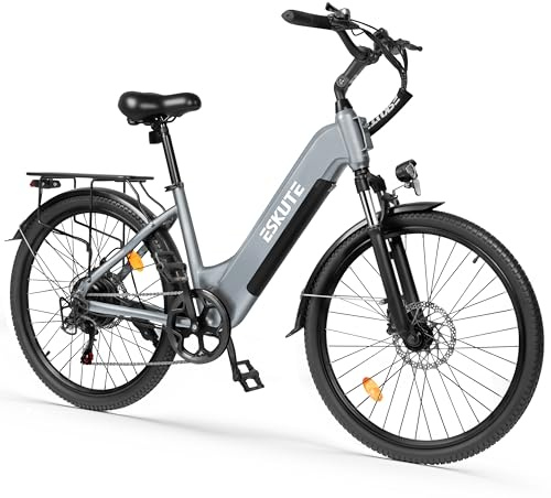 ESKUTE 26 Zoll E-Bike für Herren & Damen,C202 Elektrofahrrad mit 48V 17,5Ah Akku, 250W Motor, 7-Gang-Schaltung, LCD-Display, bis zu 110 km Reichweite, 25 km/h City Trekking E Bike für Erwachsene