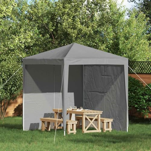 sephironlbb Tenda laterale per feste, 2 pezzi, grigio chiaro, 200 x 195 cm, PE e acciaio, impermeabile e resistente ai raggi UV, con finestra, telaio in acciaio stabile, per gazebo, pergola, tenda da