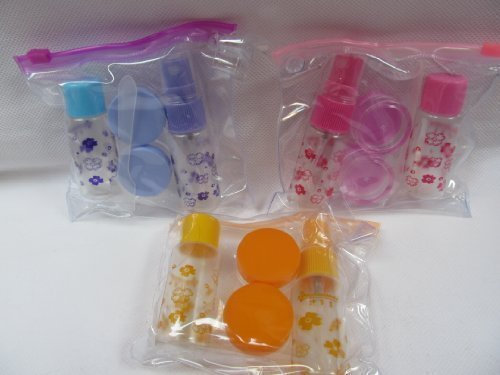 Fat-catz-copy-catz 1x Set of Travel cabin luggage bottle set pump spray bottle, 2 cream pots, spatula & bottle in bag/case