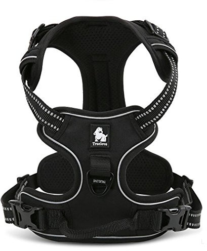 OCSOSO® Verstellbares, fluoreszierendes Hundegeschirr mit gepolsterten 3M-Sicherheits-Reflektorstreifen, Haustier-Stützgeschirr für große/mittelgroße/kleine Hunde (XL, schwarz)