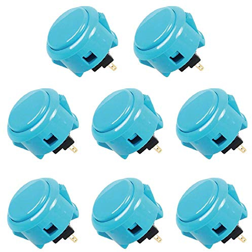 SANWA 8 pcs OBSF-30 Pulsador original 30mm - para Arcade Jamma Videojuegos y Arcade Joystick consola de juegos (azul) S@NWA