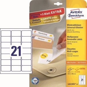 AVERY Zweckform Etiketten Inkjet/Laser/Kopier 63,5x38,1mm wiederablösbar VE=630 Stück