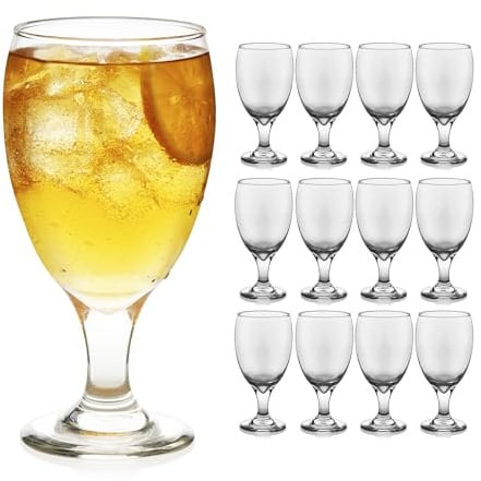 Libbey Classic Glass Goblets Set Of 12, Dishwasher Safe 16.25 Oz Drinking Goblets for Tea, Sangria and More, Ideal Stemmed Water Glasses for Parties