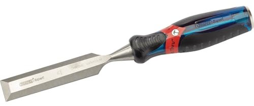 Draper 24408 Expert Bevel Edge Wood Chisel, Soft Grip with 'Pound Thru' End Cap, 25mm, 34.5cm x 4.8cm x 3.1cm, Blue