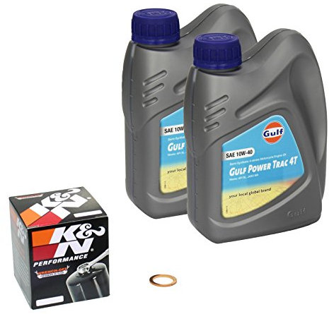Gulf Power Trac (10W-40) Ölwechsel-Set Suzuki Quadsport F 160 (LT-F 160), Bj. 03-04 - Motoröl, K&N Ölfilter und Dichtring