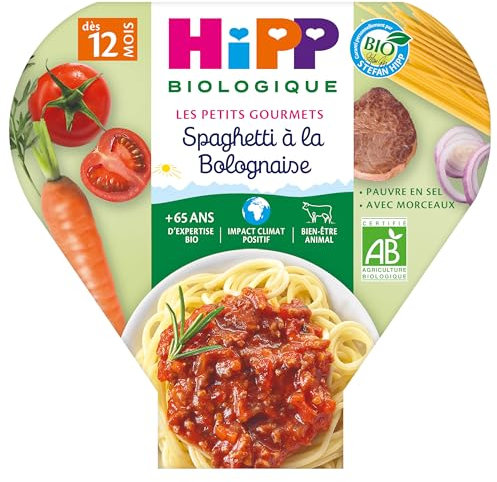 HiPP - Les Petits Gourmets - Spaghetti à la Bolognaise dès 12 mois - Assiettes - 6x230g