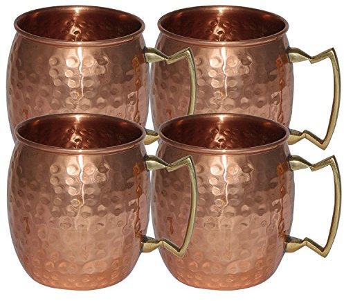 Handmade Pure Copper Hammered Moscow Mule Mug,set of 4 Mugs