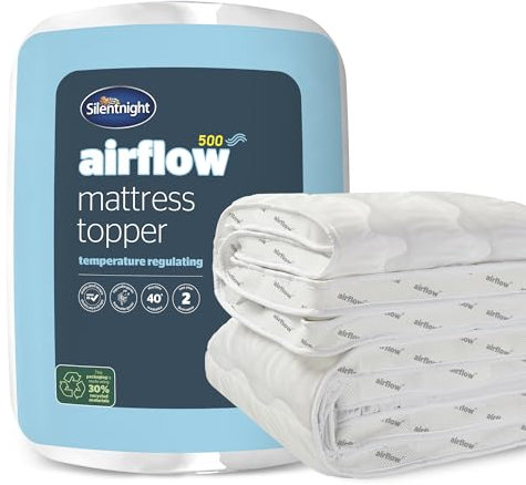 Silentnight Airflow King Mattress Topper – Mattress Enhancer Pad with 5cm Thick Cushioning, Airflow Technology to Reinvent Your Mattress and Elasticated Straps – King Size – 200 x 150 cm