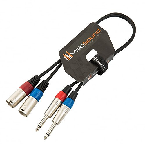 2 x Male XLR to 2 x 6.35mm 1/4 Mono Jack Twin Lead/Audio Signal Patch Cable 0.5m