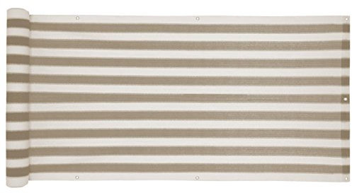 ESTEXO Balkon Sichtschutz/Balkonbespannung Balkonsichtschutz Balkonverkleidung 0,90 m x 6,00 m - Grau-Weiß gestreift