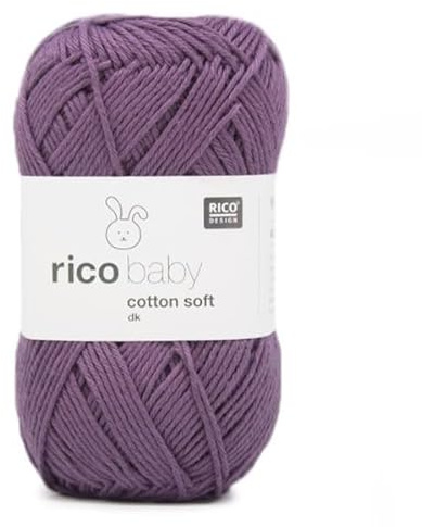 Rico Baby Cotton Soft dk Fb. 055 lila, weiche Babywolle, Baumwollmischgarn zum Stricken & Häkeln
