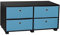 Grand meuble TV en bois noir avec 4 tiroirs (bleu clair)