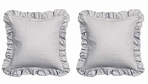Kopfkissenbezug Kissenbezüge mit Saum Rüschen Baumwolle Grau 80 x 80 cm 2 Stück Bettwäsche Gray European Grey Euro Square