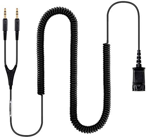 VoiceJoy Gold-Plated Headset QD to 3.5mm Quick Disconnect Cable for Plantronics Headsets,Dual 3.5mm Plug into Sound Card on PC Computer