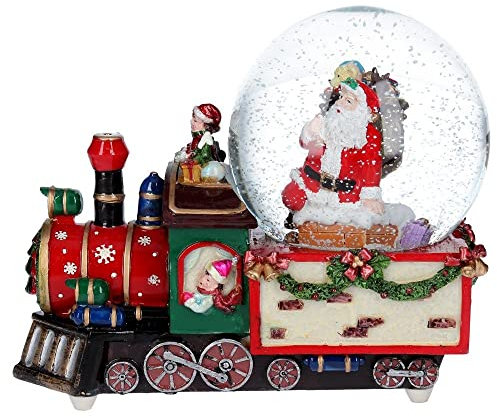Gisela Graham Schneekugel mit Weihnachtsmann-Zug und Musik, Weihnachtskuppel