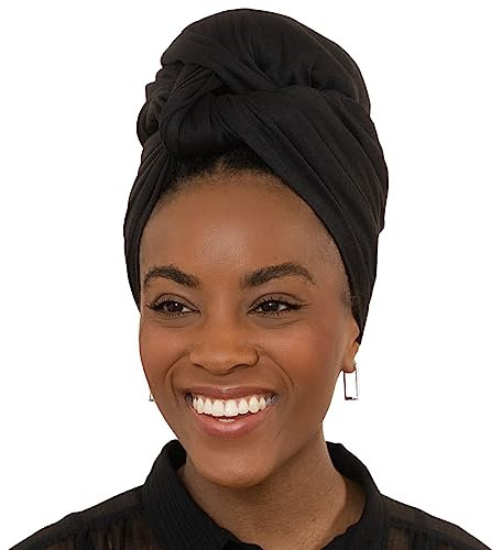 Olivia Sylx Afrikanisches Kopftuch – Kopftuch & Headwrap für Damen – Jersey-Haarschal für schwarze Frauen – weich & atmungsaktiv, Schwarz, Einheitsgröße