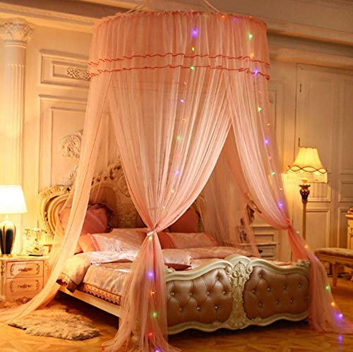 Moskitonetz bett baldachin ,mit LED Schlaflampe,Prinzessin Moskitonetz aus Spitze,baldachin baby ,Geeignet für Einzel- und Doppelbetten Jade