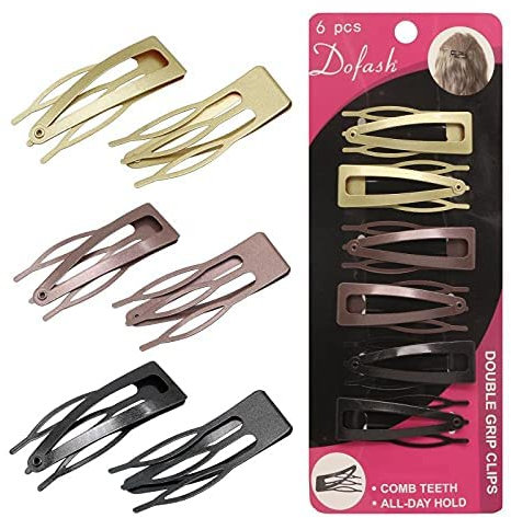 Dofash Doppelgriff Haarspangen Metall Zubehör Schmetterling für Frauen Dünnes Haar (Schwarz, Braun, Gold, Je 2 Stück)