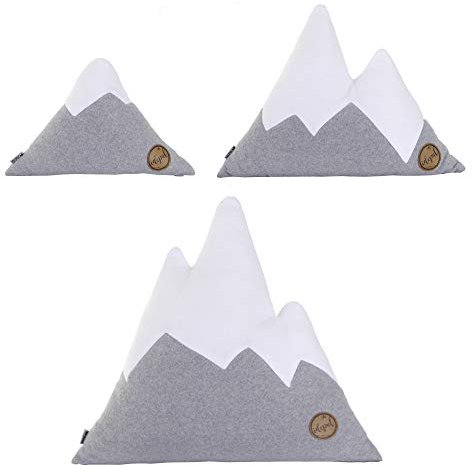 Idealer Pulverschnee 3er Set Kissen Kissenset Geschenkset Bergform Berg Dekokissen Zierkissen grau weiß Fleece (3er Set)
