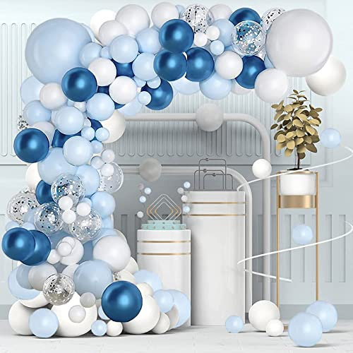 Luftballon Girlande Blau – Blau Ballon Girlande Set, Macaron Blau Ballons mit Konfetti Ballons für Jungen Baby Shower Deko, Geburtstag Party, Hochzeit, Babyparty Dekor