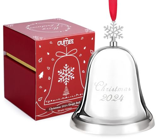 Koreno Weihnachtsglocke 2020 jährliche Weihnachtsglocke, Silberglocke Ornamente vernickelt für Weihnachtsbaumschmuck, Urlaubsglocke für Jahrestag mit Band & Geschenkbox