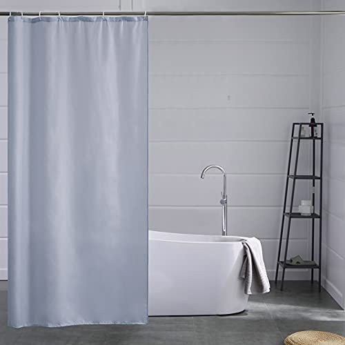 Furlinic Tenda Doccia Stretta per Doccia Angolare e Vasca Piccola, Tenda Bagno Tessile in Tessuto di Poliestere, Antimuffa Idrorepellente e Lavabile, Grigio Blu 100x200 con 6 Anelli per Tenda Doccia.