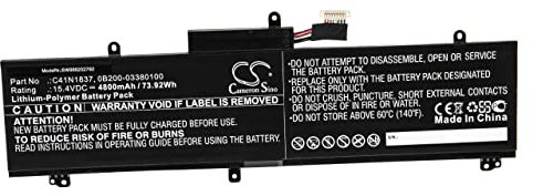 vhbw batteria compatibile con Asus Rog Zephyrus M GU502, Zephyrus M15 GU502LWS, Zephyrus M GU502GU notebook (4800mAh, 15,4V, Li-Poly)
