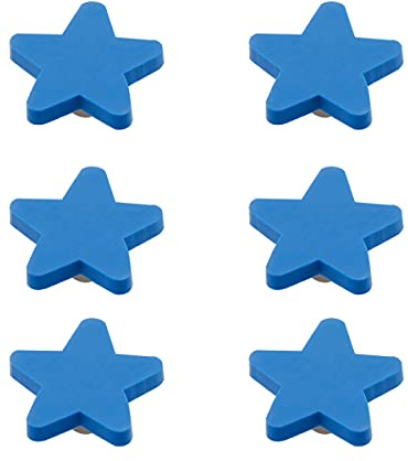 CcHhyyt Botones de goma suave con forma de dibujos animados para niños, niñas, tiradores de armario, cajones, para armarios de habitación infantil, 6 unidades (estrella azul)