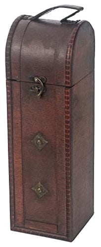 HMF Caja de regalo decorativa vintage con tapa de madera | para 1 botella de vino | formato vertical | Italia