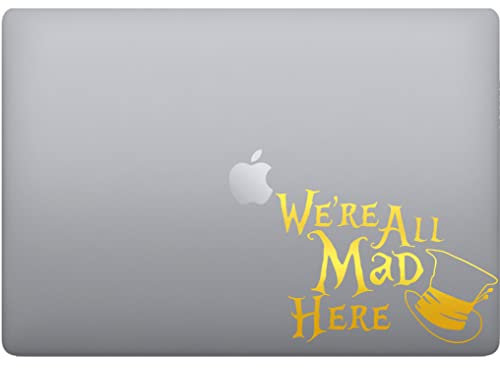 Adesivo alice-cappellaio matto- per pc computer tablet(2 pz) Laptop Sticker Decalcomania decalcomania arte mela -Vinile colore a scelta COD.P0023(ORO)