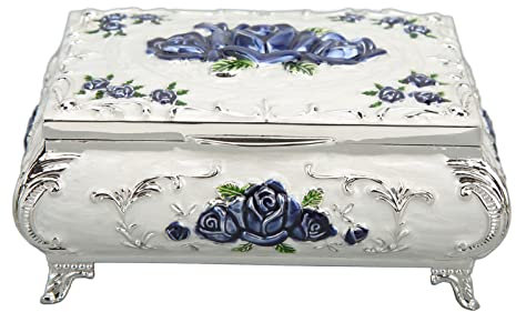 Vintage Schmuckschatulle aus Metall, Kleine Schmuckaufbewahrungsbox für Ringe, Ohrringe, Halskette, Schatztruhe, Organizer, Dekorative Schmuckschatulle, Andenken, Geschenkbox für Damen und(#2)