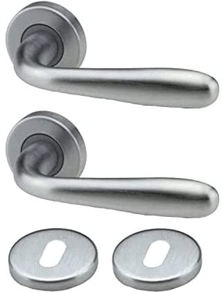 Bricolevante Maniglie Porta Interna Disponibile in più Varianti vendute in set - Maniglia Tonda per Porte (Tonda, Cromo Satinato)