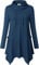 Amrto Damen Bluse Turtleneck Tunika Große Größen mit Asymmetrische Saum Langarmshirts Tops Lange Hemd Pullover mit Taschen, Dunkler Blau L