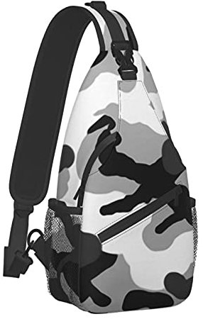Herren Sling Bag Schulterrucksäcke Army Camouflage Grey Camo Brusttaschen, Anti-Diebstahl-Umhängetasche, Mehrzweck-Tagesrucksäcke für Wandersport, für Teenager, Einheitsgröße