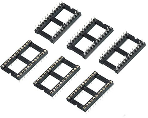 sourcing map DIP IC Chip Sockel Adapter Flach Pin 24P 2.54mm Pitch IC Sockel für PCB Board Chip, 30,5x10x7,5mm, 6 Pack