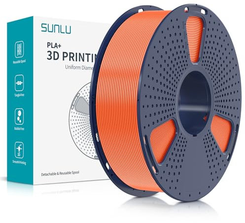 SUNLU PLA Plus 3D Druckerfilament, ordentlich gewickeltes PLA+ Filament 1.75mm, robustes 3D Filament, kompatibel mit 3D FDM Druckern, Maßgenauigkeit +/- 0.02 mm, 1kgSpule(2.2LBS), Macaron Sunny Orange