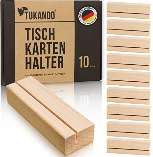 Tukando Kartenhalter Holz [MADE IN GERMANY] Tischkartenhalter Holz als Fotohalter, Menükartenhalter, Postkartenhalter, Tischaufsteller und Kartenständer