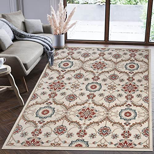 Mazovia Orientalisch Teppich - Traditioneller Teppich für Wohnzimmer, Esszimmer - Orient Teppiche Ornament - ÖKO-TEX Wohnzimmerteppich Creme Beige Ivory - 200 x 300 cm