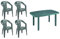 Set 4 Sedie impilabili + Tavolo in Polipropilene da Giardino Colore Verde Mod. Lido