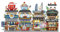 LOZ Mini Blocks 4 In 1 Japanischenes Street View Haus Klemmbausteine Bausteine Bausatz, 2969 MOC Mini Modular Haus Modellbausatz, Geschenke Spielzeug für Kinder und Erwachsene