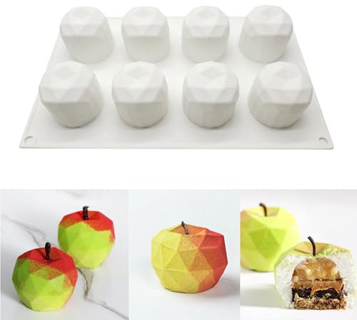 QIUMING Apfel-Silikonform 3D-Silikonform für Kuchen 3D-Silikon-Backformen-Kuchen Apfel Formen Dessert Mousse Antihaft-Backformen Für Das BackenSeife Gelee Pudding (A)