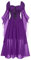 AZISEN Vestito Lungo Donna, Costume di Halloween Medievale off Shoulder Pizzo Trompeta Manica Abito Elegante (Viola,S)
