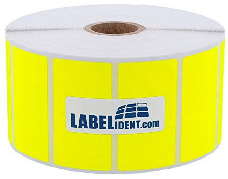 Labelident Etiketten neongelb 57 x 32 mm - stark selbstklebend - 2.100 farbige Logistiketiketten für Thermotransferdrucker