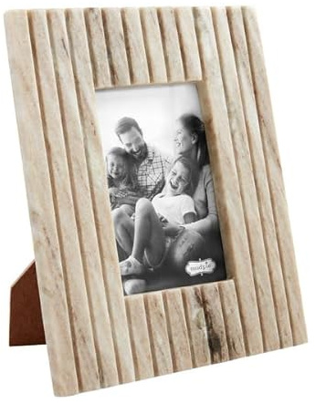 Mud Pie Marmorrahmen, 12,7 x 17,8 cm, Beige gestreift, 26,4 x 21,5 cm