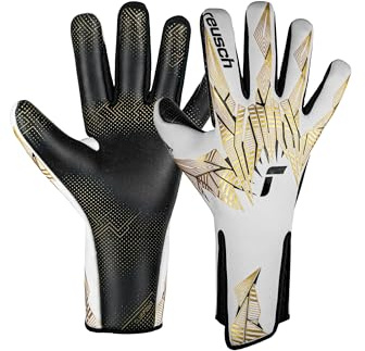 Reusch Profi Torwarthandschuhe Herren Erwachsene | extra starker Grip | perfekte Passform, für Training & Spiel, für Kunstrasen & Naturrasen, Größe 7,5-12, Pure Contact Gold X GluePrint Strapless