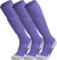 APTESOL Knielang Fußballsocken Kinder Jugend Erwachsene Lang Sportsocken Kissen Atmungsaktiv Soccer Trainingssocke (3-Paar Lila-A, EU 28-32)