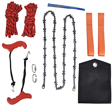 Topyond Portable Folding Pocket Chainsaw - 53 Inch Hand Rope Chain Saw - Tree Limb Cutting Tool - Both Sides Teeth Blades High Limb Tree Saw for Outdoor Adventure
