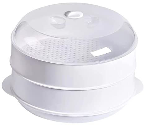WANGYZJ Microwave Steamer - Plastic Vegetable Steamer, Microwave Steamer for Vegetables,Microwave Steamer for Cooking with Lid, BPA Free, Microwave Cookware, Healthy Cooking Quick Fast (2 Tier)
